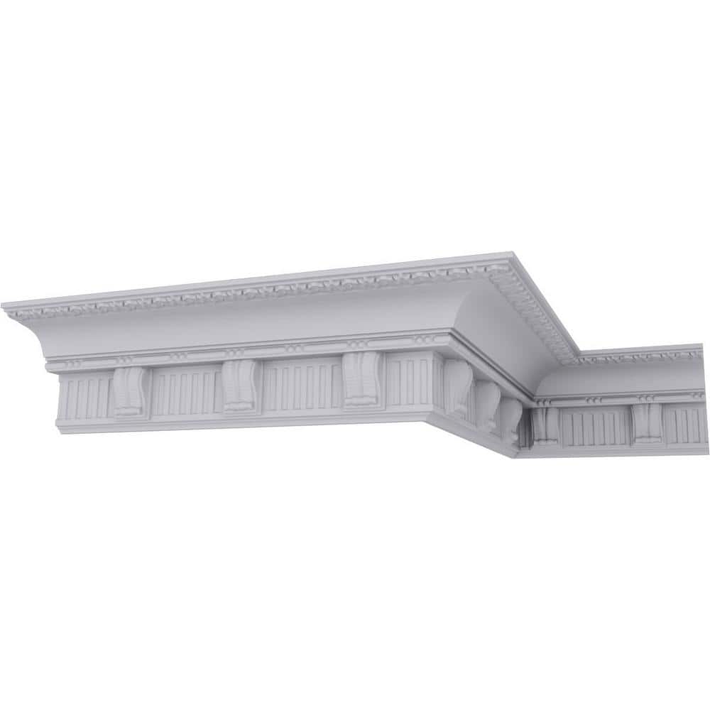 Primed White Polyurethane Geometric Crown Moulding Sample