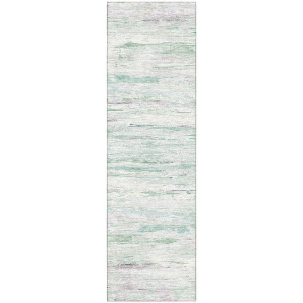 Mayfield Premium Machine Washable Abstract AMF1985 Aloe 2 ft. x 7 ft. Runner Rug