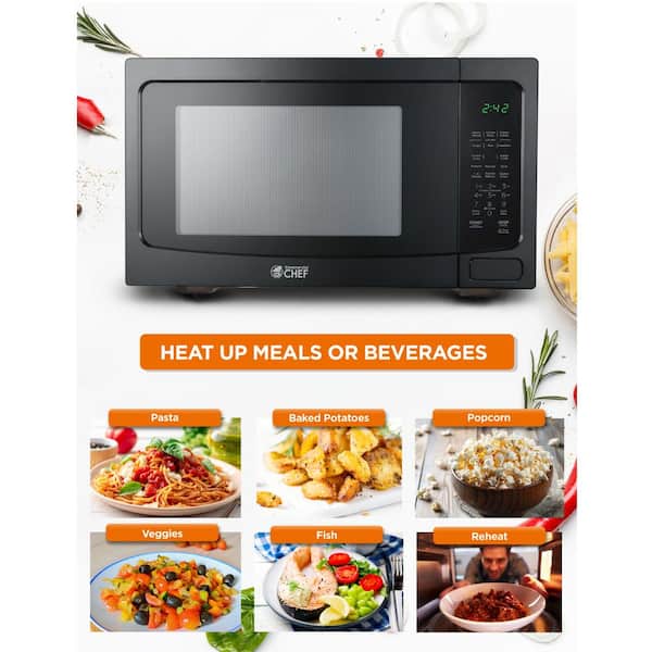 Commercial Chef Chm14110s6c 1.4 Cu. ft. 1100W Countertop Microwave - Black/Stainless Steel