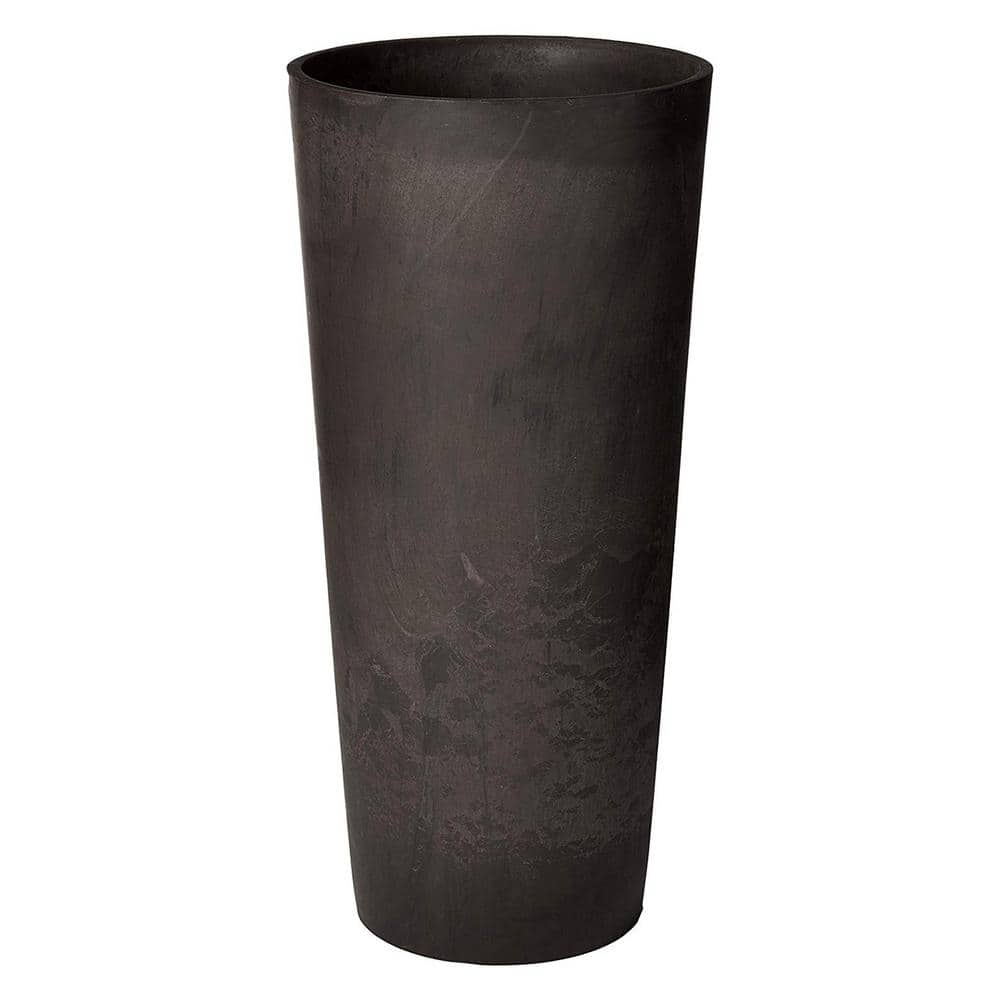 Contempo Tall Round 13 in. x 28 in. Dark Charcoal Marble PSW Planter