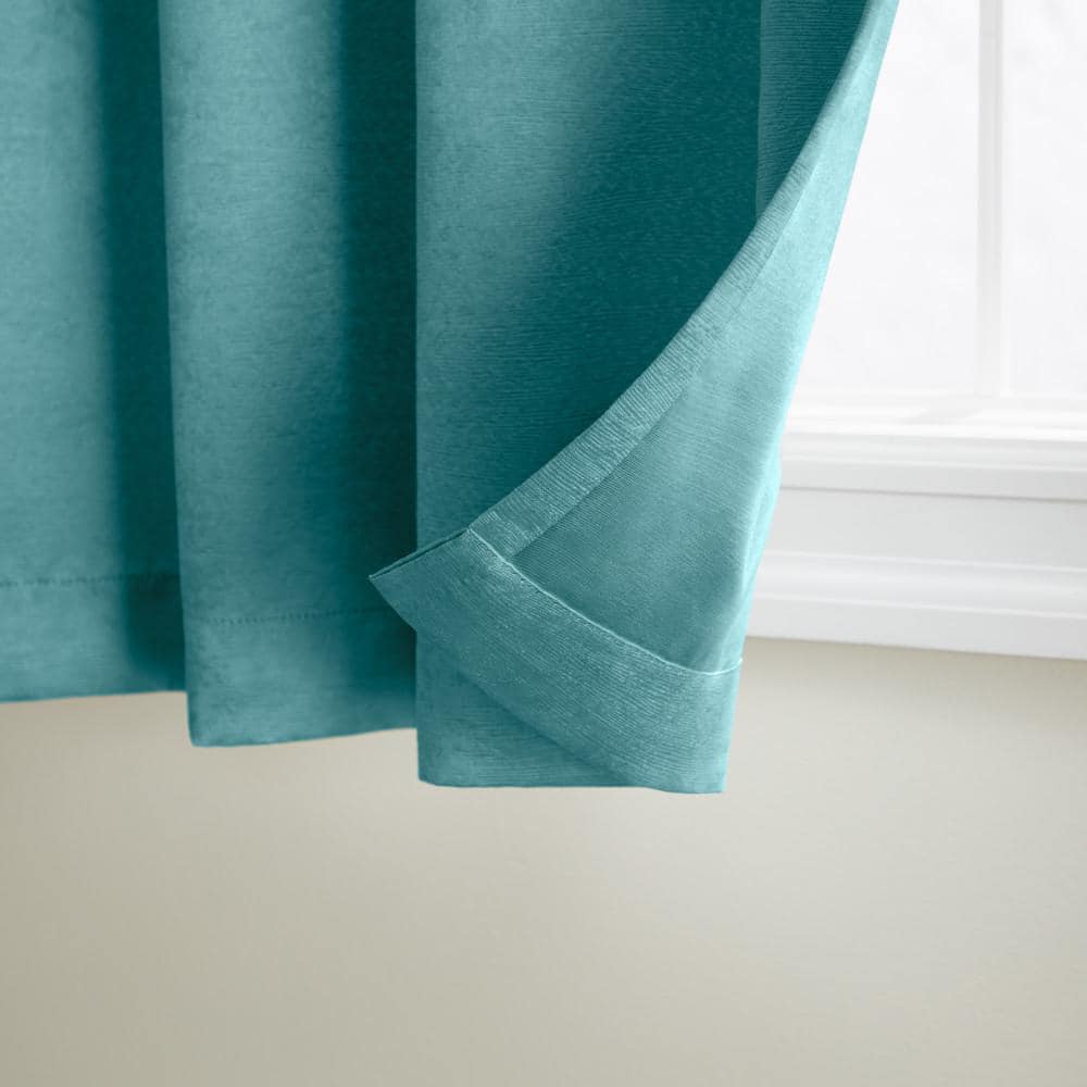 Teal Polyester Room Darkening Grommet Top Curtains, 52"x84"