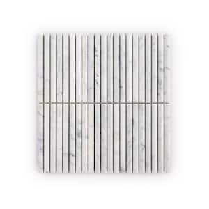 Expose Venato White 11.875 in. x 12 in. Fluted Honed Marble Wall Mosaic Tile (9.89 sq. ft./Case)
