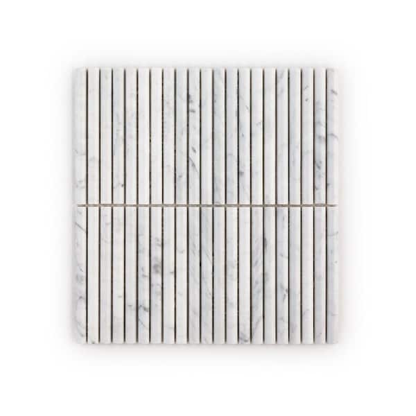 Expose Venato White 11.875 in. x 12 in. Fluted Honed Marble Wall Mosaic Tile (9.89 sq. ft./Case)