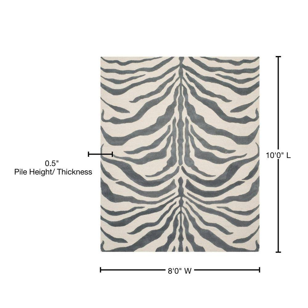 Gray and Ivory Hand-Tufted Wool 8' x 10' Area Rug