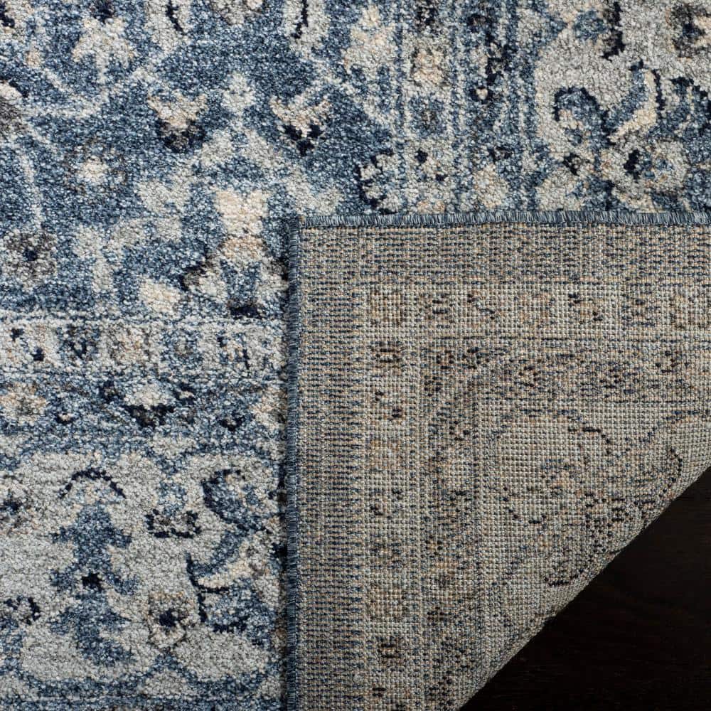 Blue Floral Motif Synthetic 6' x 9' Area Rug