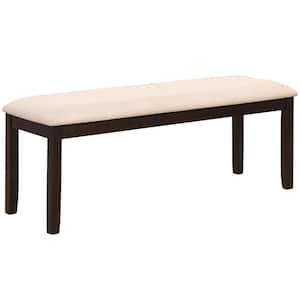 Brown Dining Bedroom Bench Upholstered Fabric Entryway Bench w/Padded Seat Kitchen&Living Room Beige