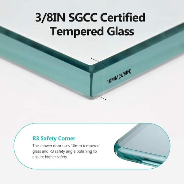 56 60 in. W x 76 in. H Frameless Double Sliding Soft Close Shower Door 3/8 Thick SGCC Tempered Glass Door Brushed Nickel