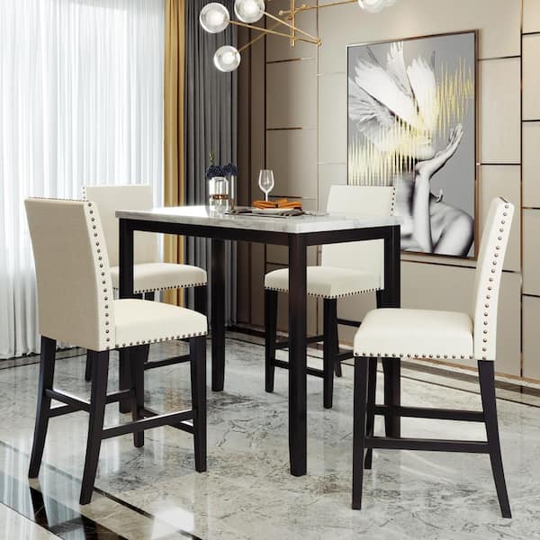 5 Piece Beige Counter Height Dining Set, Top 5 Dining Room Chandeliers
