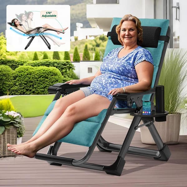 BOZTIY Zero Gravity Chair Outdoor Padded Lounge Chair with Side