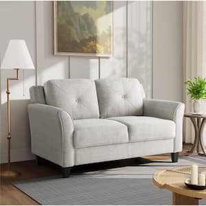 Harvard 56.3 in. Beige Microfiber 2-Seater Loveseat with Flared Arms