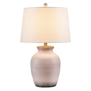 24.8 in. Light Pink with A Gradient Taupe Farmhouse Ceramic Bedside Table Lamp