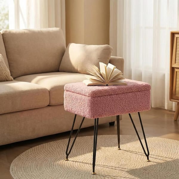 pink fluffy stool for dressing table Orlando Fluffy Faux Fur Hairpin Legs Vanity Stool