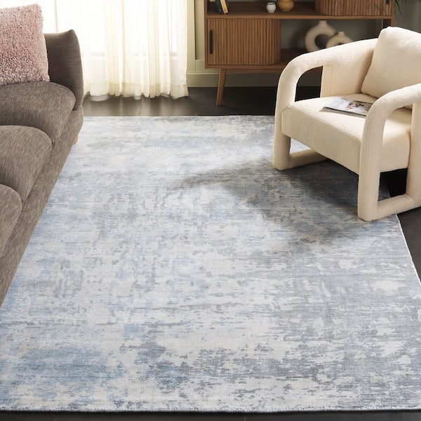 Mirage 6 ft. x 9 ft. Silver/Blue Marble Distressed Area Rug