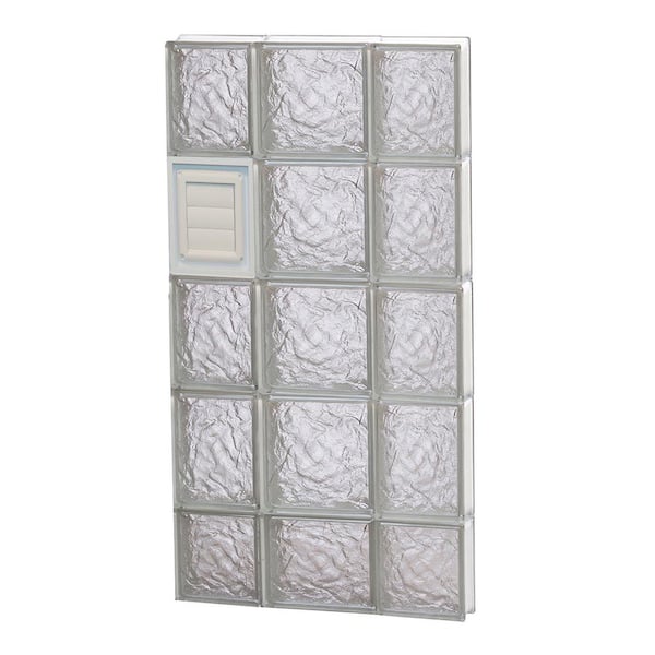 Clearly Secure 19.25 in. x 36.75 in. x 3.125 in. Frameless Ice Pattern Glass Block Window with Dryer Vent