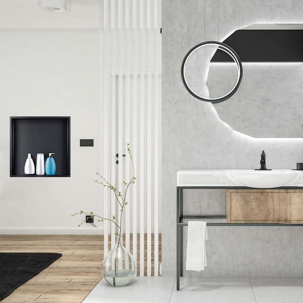 12 in. W x 12 in. H x 4 in. D Stainless Steel Shower Niche in Matte Black