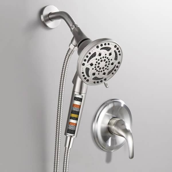 Filter Single-Handle 7-Spray Patterns Shower Faucet 1.8 GPM with Adjustable Stream in Brushed Nickel (Valve Included)