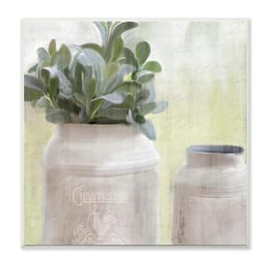 12 in. x 12 in. "White Farmhouse Mill Can Filled with Greenery" by Kimberly Allen Wood Wall Art