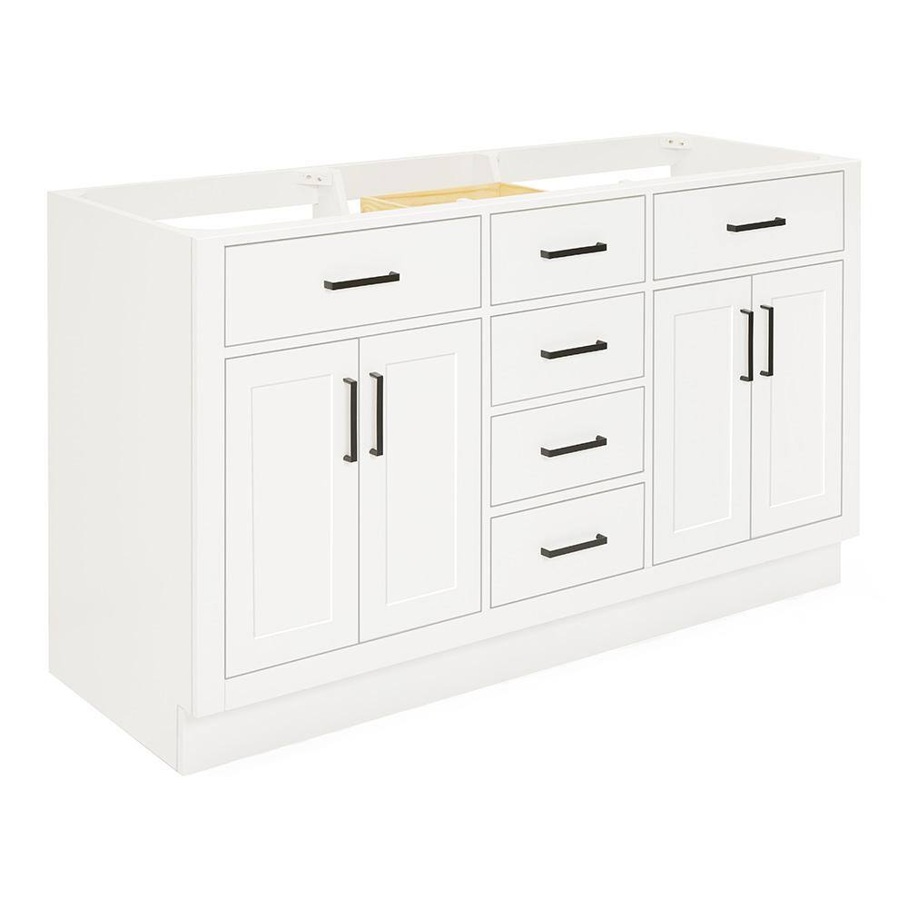60'' White Hardwood Double Freestanding Bathroom Vanity
