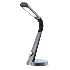 Milton 19 in. Black Aluminum Contemporary Minimalist Adjustable Head Dimmable USB Charging LED Task Lamp