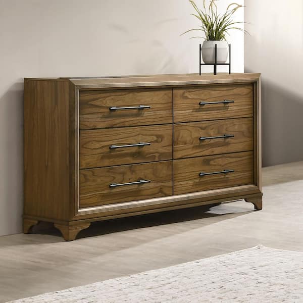 New Classic Furniture Talcott Honey Wood 6-Drawer 60 in. Wide Dresser
