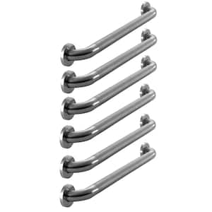 24 in. x 1-1/2 in. Concealed Peened ADA Compliant Grab Bar Combo in Polished Stainless Steel (6-Pack)