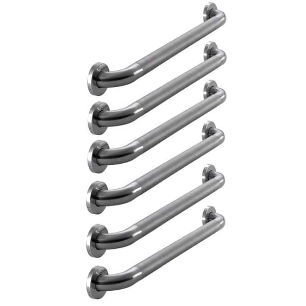 Glacier Bay 24 in. x 1-1/2 in. Concealed Peened ADA Compliant Grab Bar Combo in Polished Stainless Steel (6-Pack)