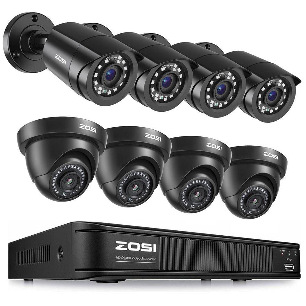 ZOSI 8-Channel DVR Home Security System with 8-Wired 1080p FHD