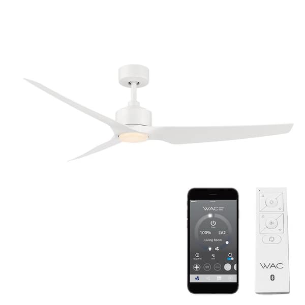 Stella 60 in. Integrated LED Indoor and Outdoor 3-Blade Smart Ceiling Fan Matte White with Remote 3000k