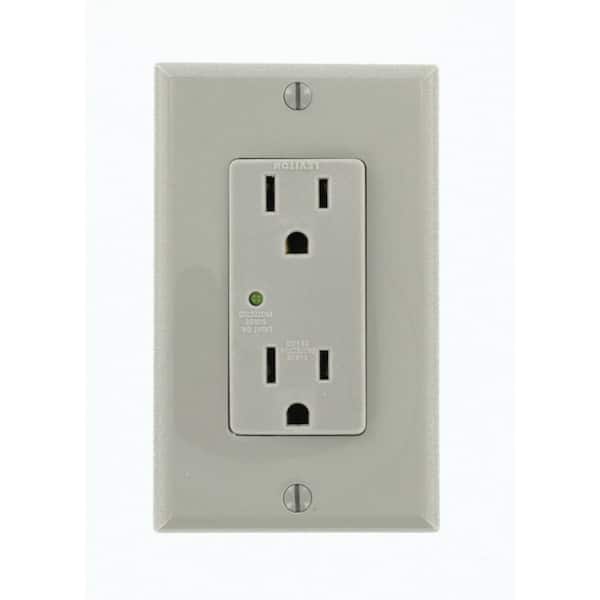 Decora Plus 15 Amp 125 V Surge Protective Duplex Outlet/Receptacle, Gray (1-Pack) 5280-GY