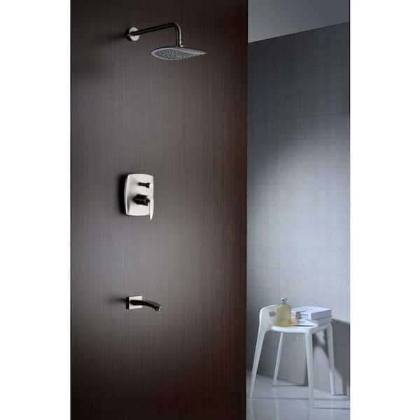 Tempo Series 1-Handle 1-Spray Tub and Shower Faucet in Brushed Nickel (Valve Included)
