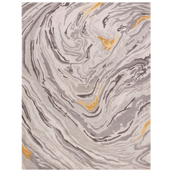 Soho 8 ft. x 10 ft. Gray/Gold Marble Area Rug