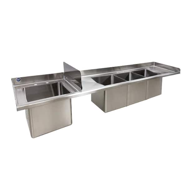 Elite Kitchen Supply 77 In Freestanding Stainless Steel Commercial Nsf 4 Compartments Sink