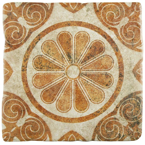 Merola Tile Costa Arena Decor Daisy 7-3/4 in. x 7-3/4 in. Ceramic Floor and Wall Tile (11.5 sq. ft. / case)