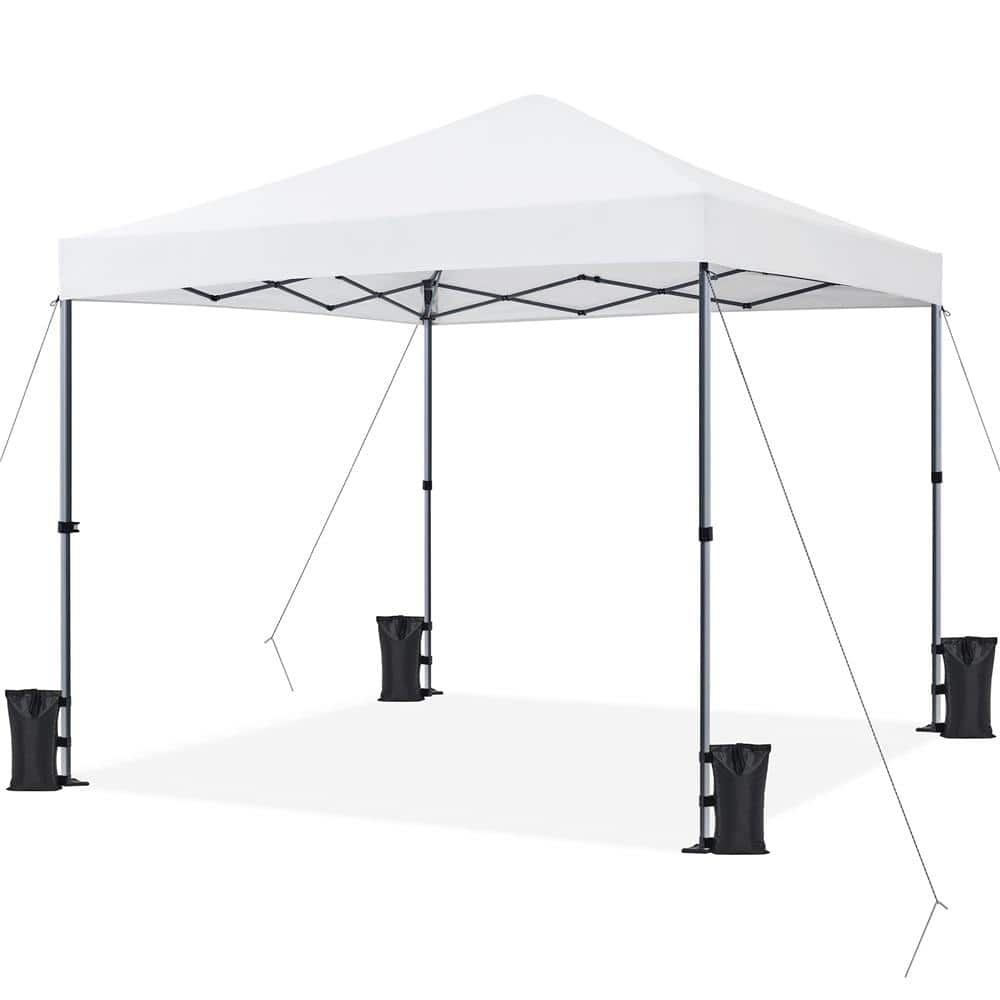 Yaheetech 8 ft x 8 ft. Pop-up Canopy with One-Push-To-Lock White ...