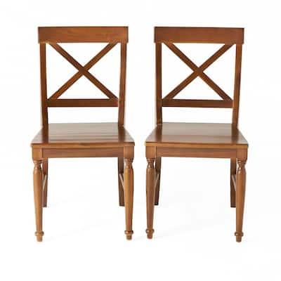 Rovie Dark Oak Wood Dining Chairs Set of 2
