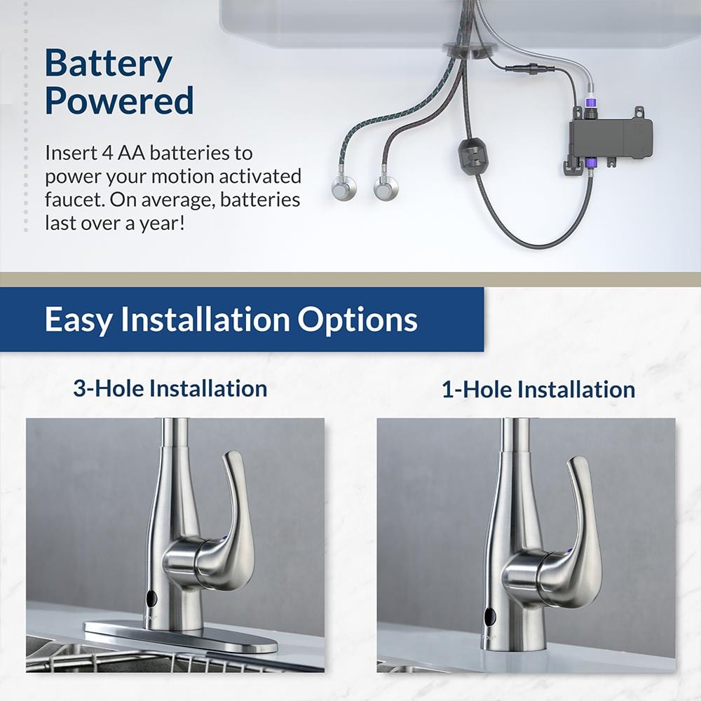 Brushed Nickel Touchless Spring Neck Pull Down Kitchen Faucet