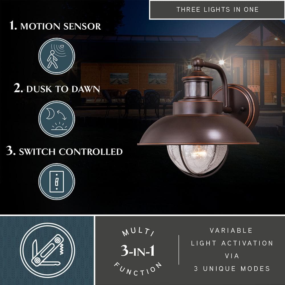 Burnished Bronze Nautical-Style Dimmable Wall Sconce