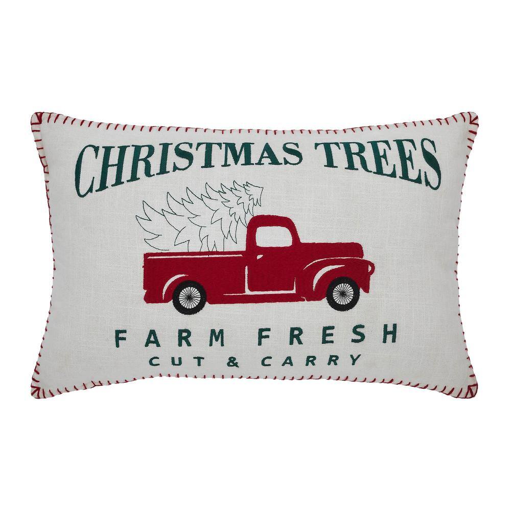 Farm Fresh Red Truck Christmas Cotton Pillow 14x22