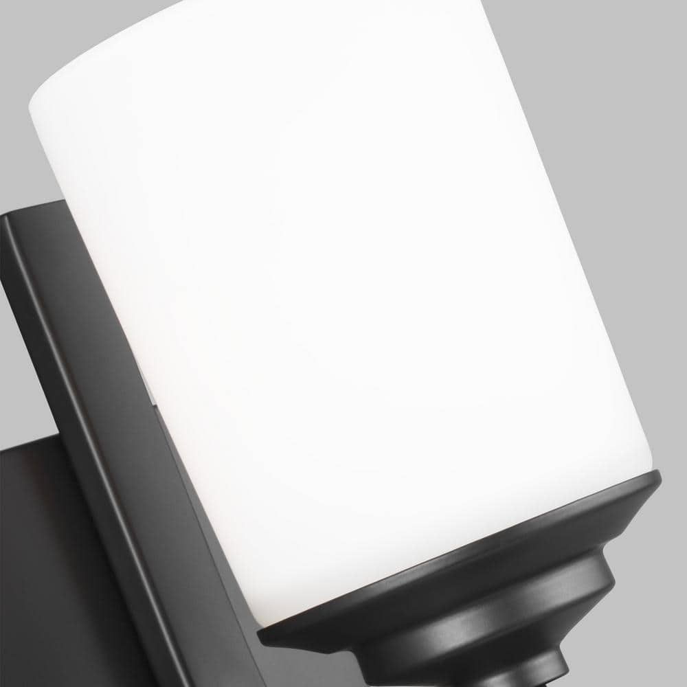Midnight Black 15" Vanity Wall Sconce with Etched White Glass