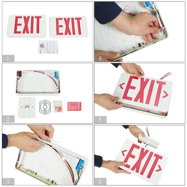 LNC Hardwired White and Red Double Face Integrated LED Exit Sign