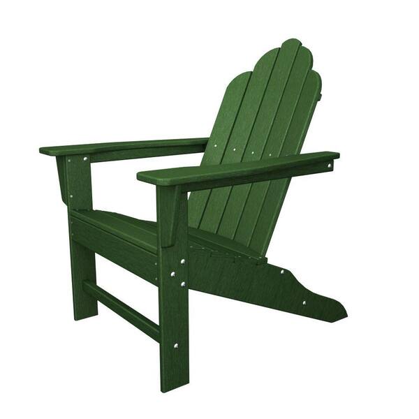 POLYWOOD Long Island Green Plastic Patio Adirondack Chair