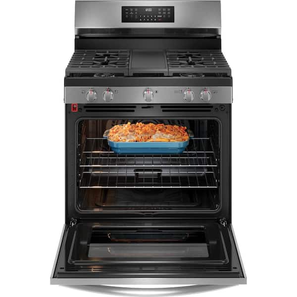Gallery 30 in. 5 Burner Freestanding Gas Range in Stainless Steel with True Convection and Air Fry