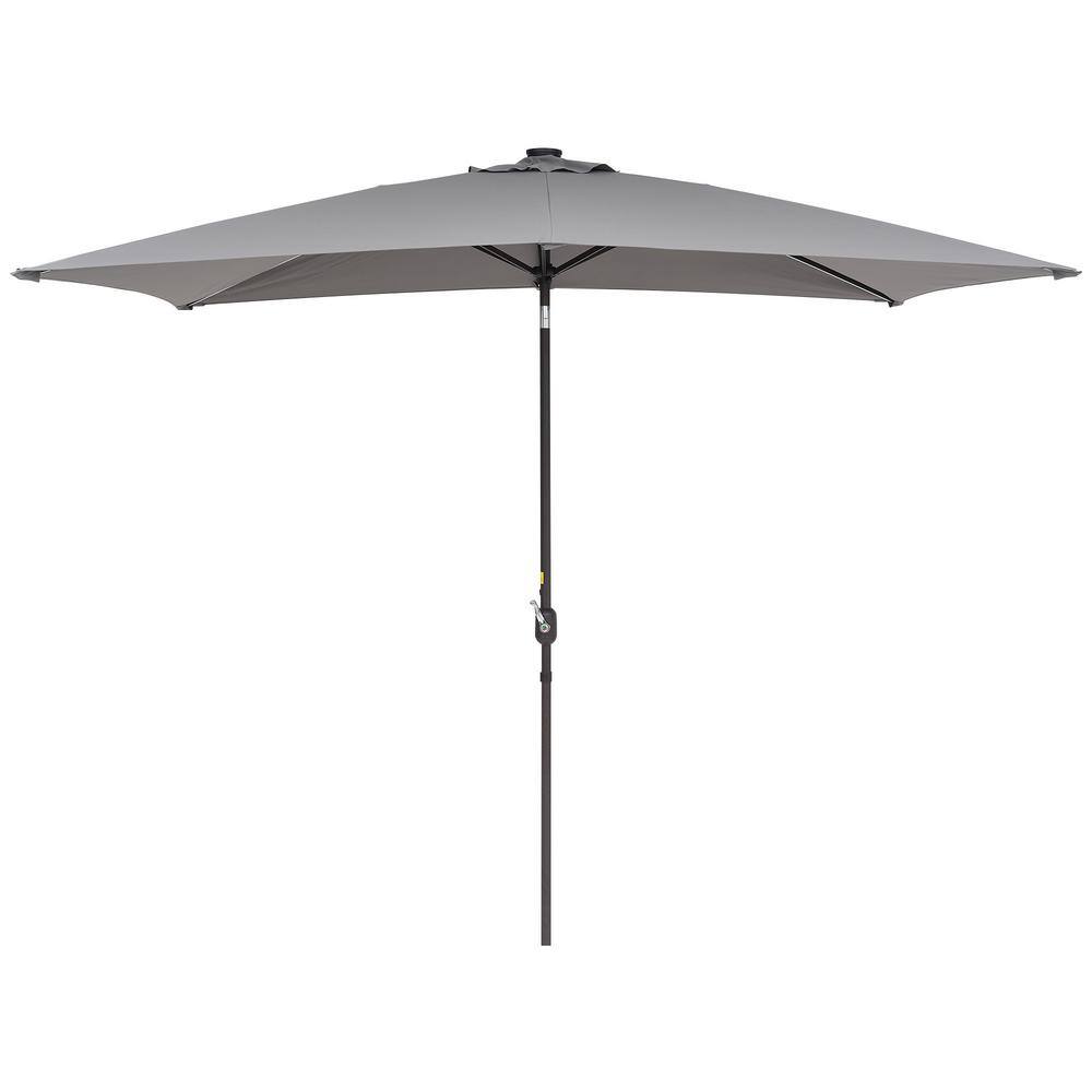8-1/5 ft. x 7 ft. 50+ UPF Rectangle Solution Dyed Fabric Aluminum Market LED Lighted Patio Umbrella without Base in Gray price history on PriceWatchPro