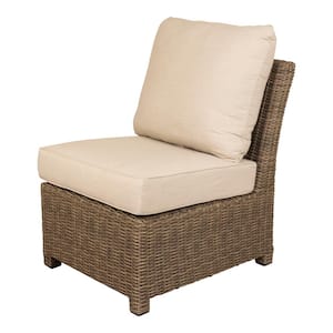 Capri Wicker Armless Middle Outdoor Sectional Chair with Cream Cushion
