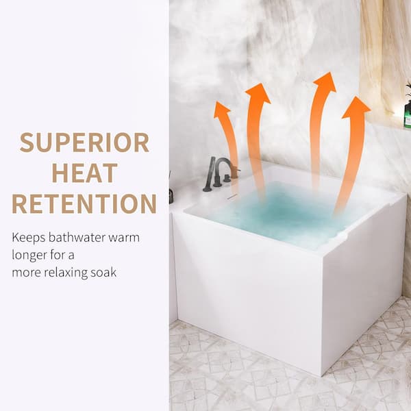 ANGELES HOME 39 in. x 29 in. Acrylic Freestanding Japanese Soaking