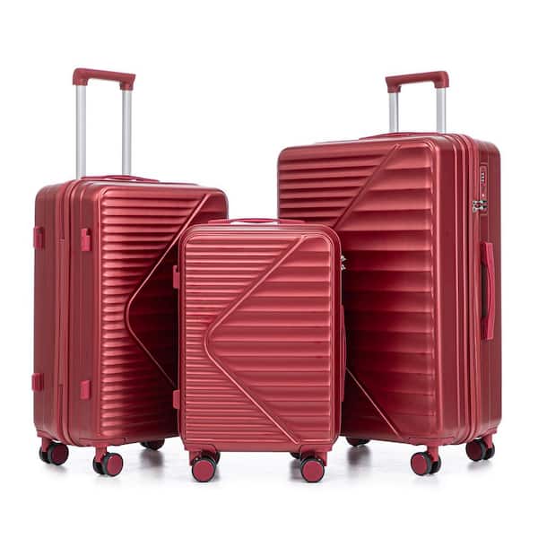 3-Piece Wine Red ABS Hardside Lightweight Luggage Set with TSA Combination Lock (20 in./24 in./28 in.)