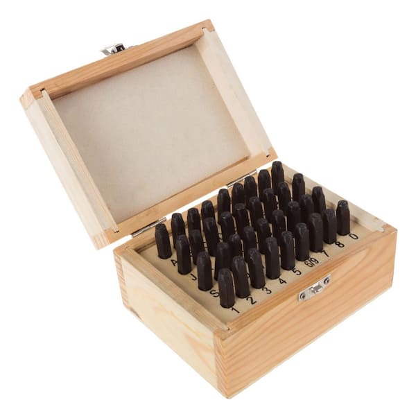 36-Piece Letter and Number Steel Punch Set with Wooden Case.