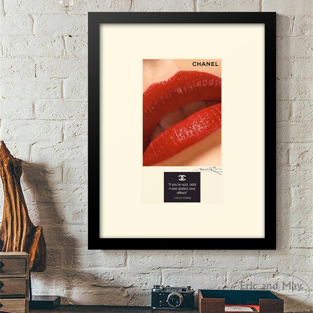 Fairchild Paris Red Lips Graphic Print with Black Frame