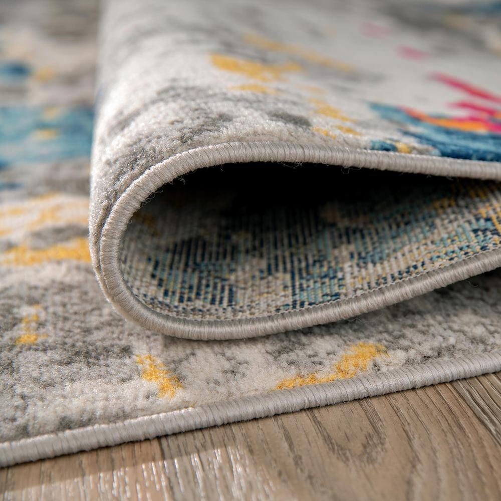 Reversible Multicolor Abstract Synthetic 5' x 7' Area Rug