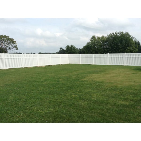 Weatherables 72 in. H x 132 ft. L Huntington White Vinyl Flat Top Complete Semi-Privacy Fence Project Pack